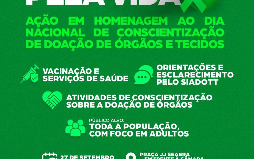 Ilhéus promove ação de conscientização sobre doação de órgãos no Dia Nacional da Doação, 27 de setembro