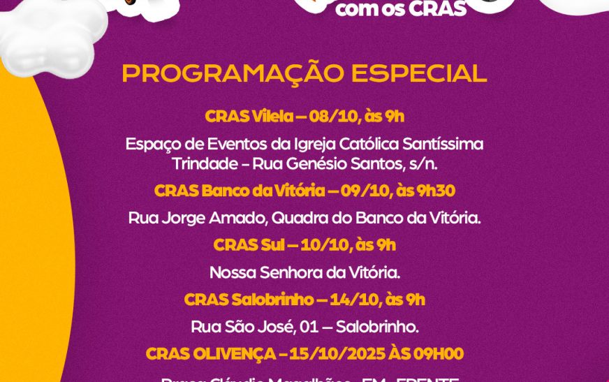 Prefeitura de Ilhéus realiza programação especial nos CRAS em comemoração ao Dia das Crianças