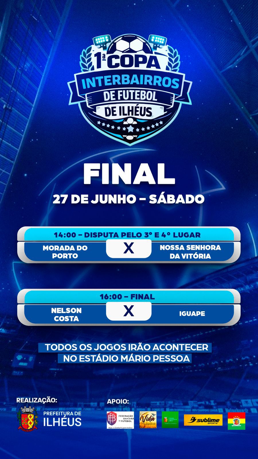 Final da Copa Interbairros movimenta o Estádio Mário Pessoa neste sábado