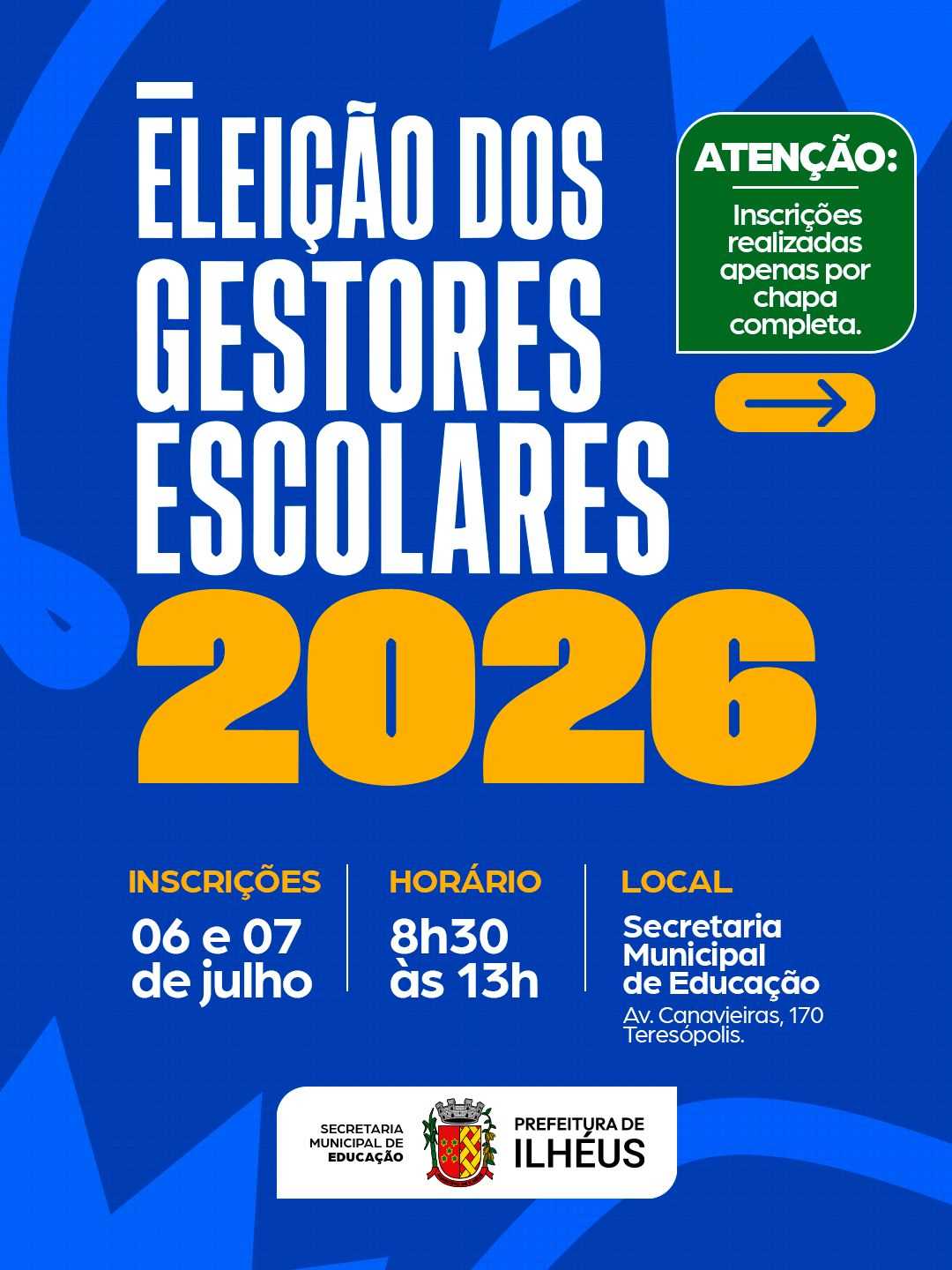 Prefeitura de Ilhéus publica edital para escolha de gestores escolares da rede municipal