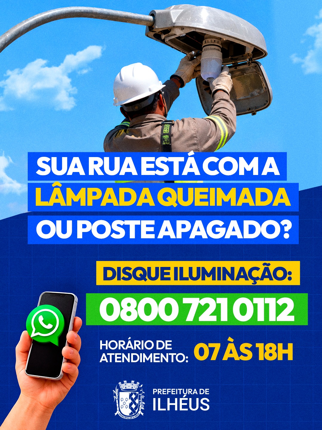 Prefeitura mantém canal aberto para solicitações de manutenção da iluminação pública
